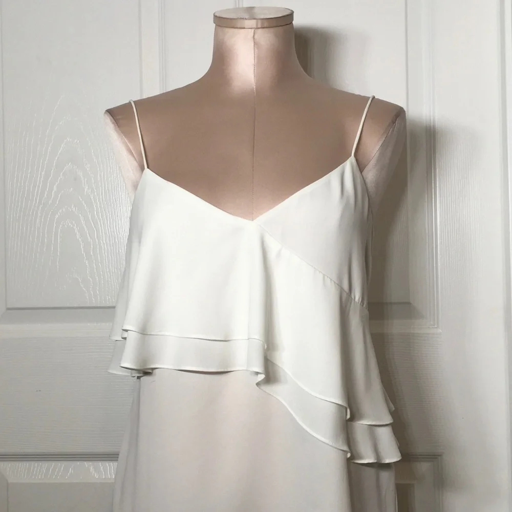 J. Crew White Ruffled Layered Cami Top Sz 4